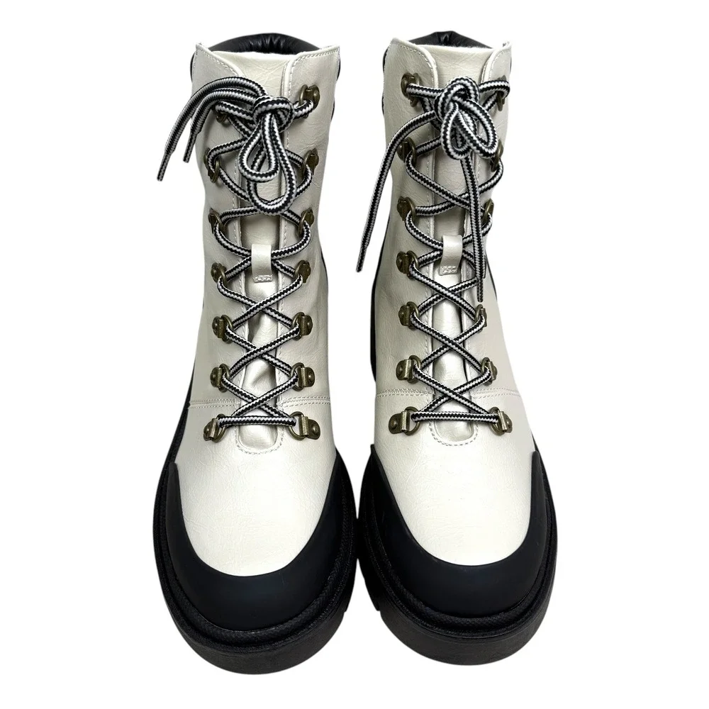Michael by Michael Shannon Women Natacha Platform Boots Lug Soles Cream Size 8